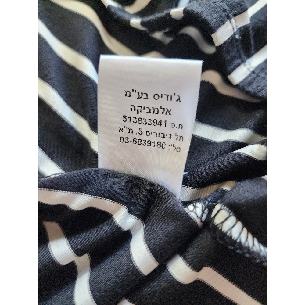 Alembika Black White Striped Leggings Size 1 Lagenlook Made in Israel Stretch - Picture 4 of 6